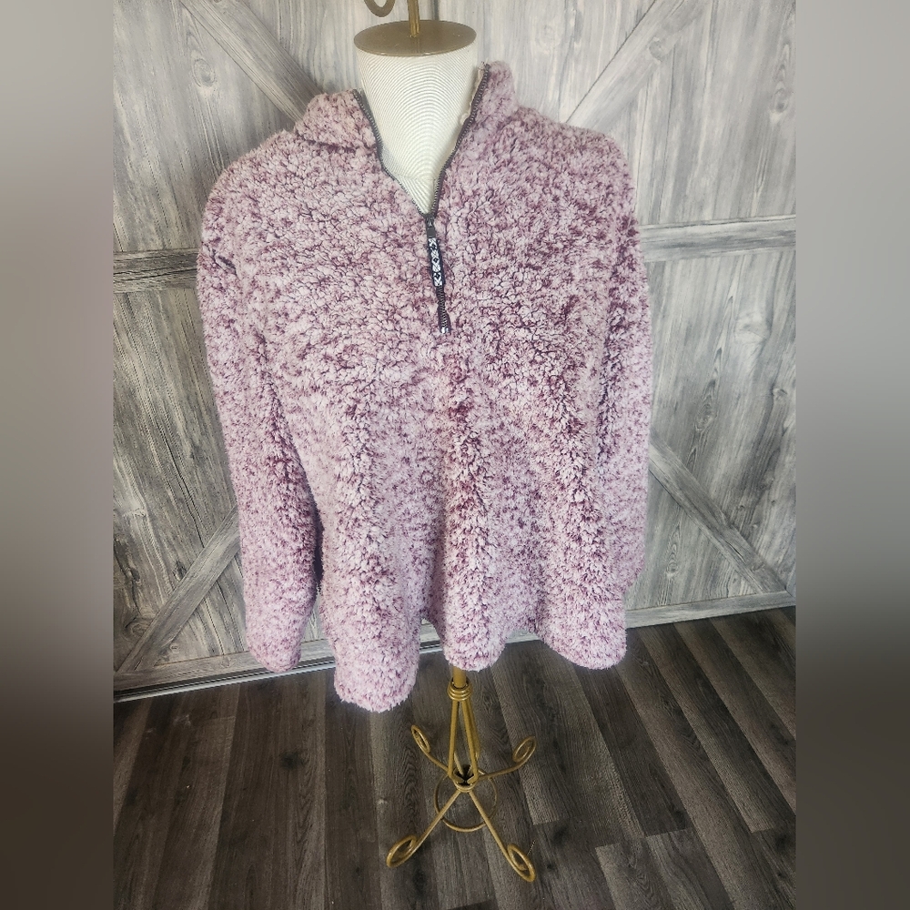 Time And Tru Cozy Plush Half-Zip Pullover in Dusty Mauve